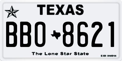 TX license plate BBO8621