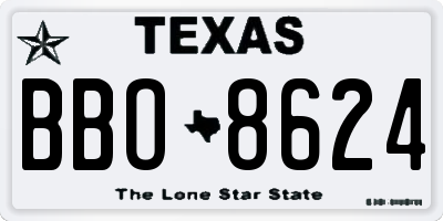 TX license plate BBO8624