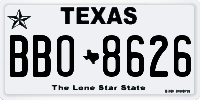TX license plate BBO8626