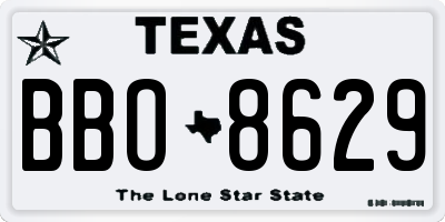 TX license plate BBO8629