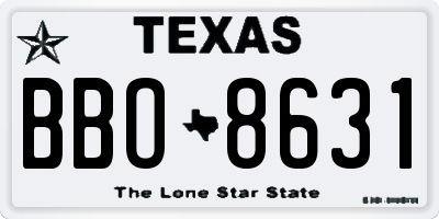 TX license plate BBO8631