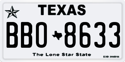 TX license plate BBO8633