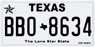 TX license plate BBO8634