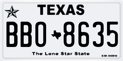 TX license plate BBO8635