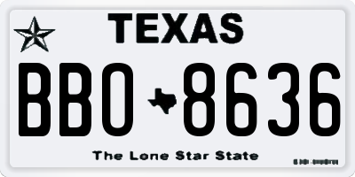 TX license plate BBO8636