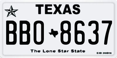 TX license plate BBO8637