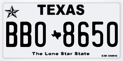 TX license plate BBO8650