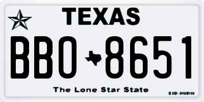 TX license plate BBO8651