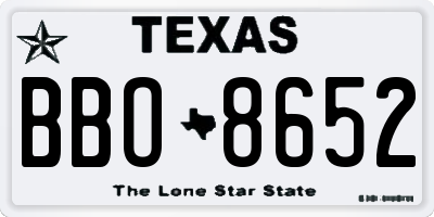 TX license plate BBO8652