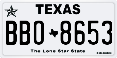TX license plate BBO8653