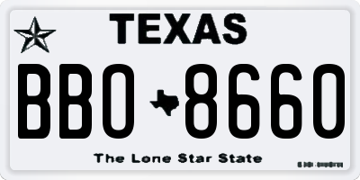 TX license plate BBO8660