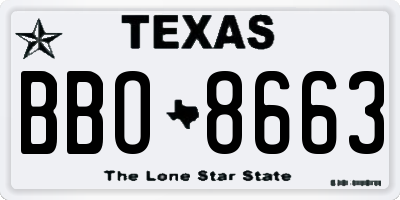 TX license plate BBO8663