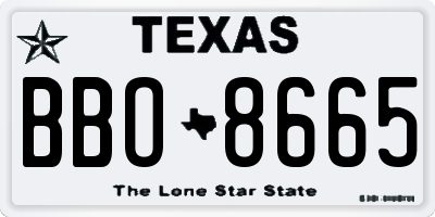 TX license plate BBO8665