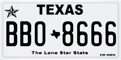 TX license plate BBO8666