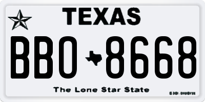 TX license plate BBO8668