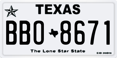 TX license plate BBO8671