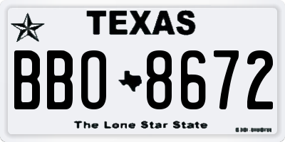 TX license plate BBO8672