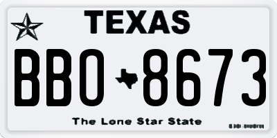 TX license plate BBO8673