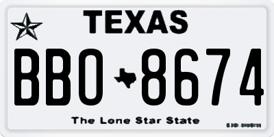 TX license plate BBO8674