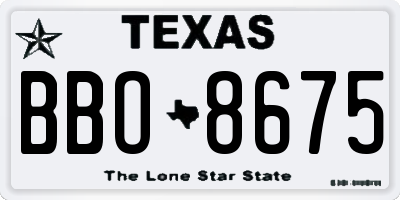 TX license plate BBO8675