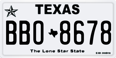 TX license plate BBO8678