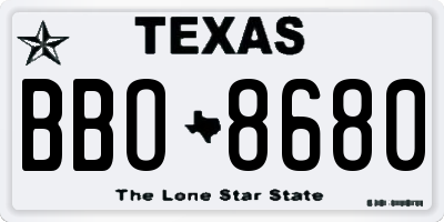TX license plate BBO8680
