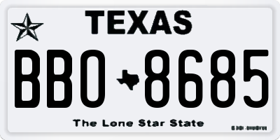TX license plate BBO8685