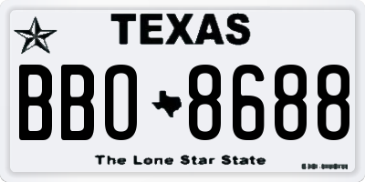 TX license plate BBO8688