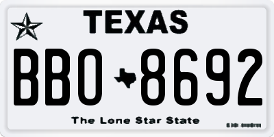 TX license plate BBO8692