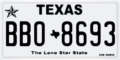 TX license plate BBO8693
