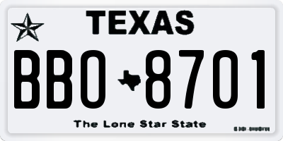 TX license plate BBO8701