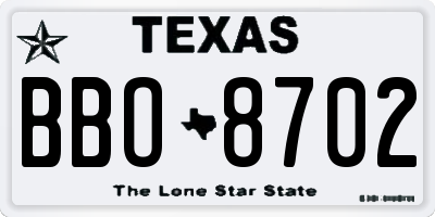 TX license plate BBO8702