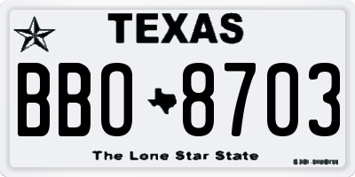 TX license plate BBO8703