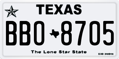 TX license plate BBO8705