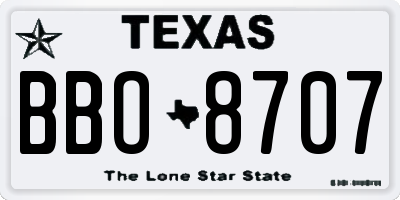 TX license plate BBO8707