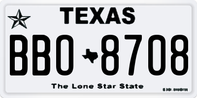 TX license plate BBO8708