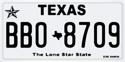 TX license plate BBO8709