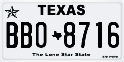 TX license plate BBO8716