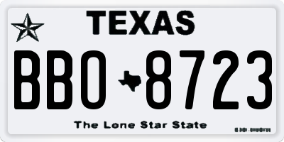 TX license plate BBO8723