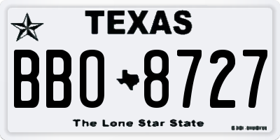 TX license plate BBO8727