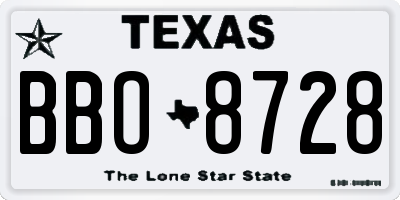 TX license plate BBO8728