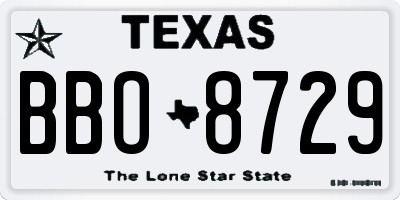 TX license plate BBO8729
