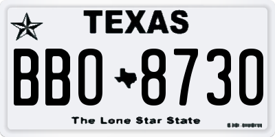 TX license plate BBO8730