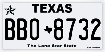 TX license plate BBO8732