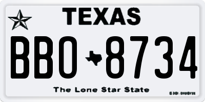 TX license plate BBO8734