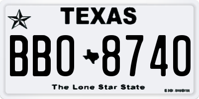 TX license plate BBO8740