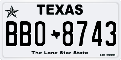 TX license plate BBO8743