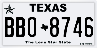 TX license plate BBO8746