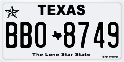 TX license plate BBO8749