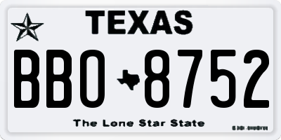 TX license plate BBO8752